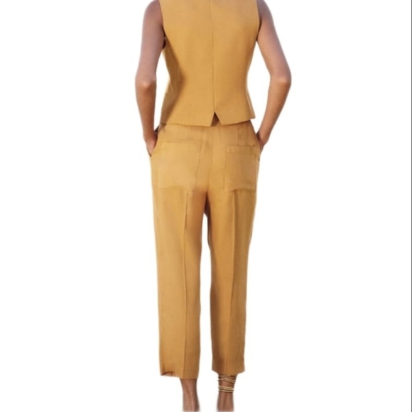 ZARA CROPPED TROUSERS WITH PLEATS CURRY | 1478/240 SIZE XS - Picture 2 of 11